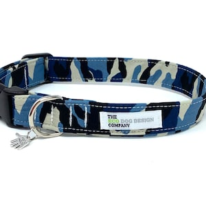 Blue Camo Adjustable Dog Collar Artic Camouflage