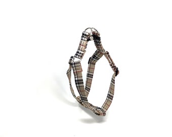 Classic Beige Tartan, Cream Tartan Adjustable Dog Harness four sizes