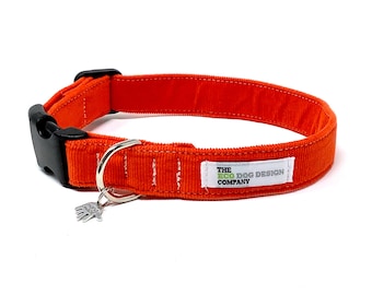 Orange Corduroy Adjustable Dog Collar