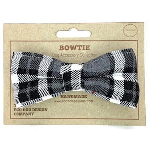 Black, Grey and Red Tartan Dog Bow Tie
