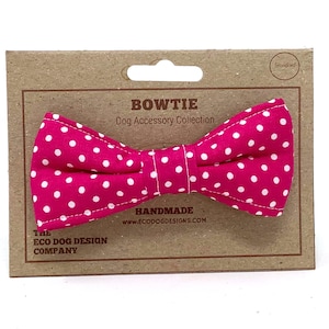 Dog Bow Tie, Bright Pink, Polka Dot, Dickie Bow, Dog Accessory, Dog lover present