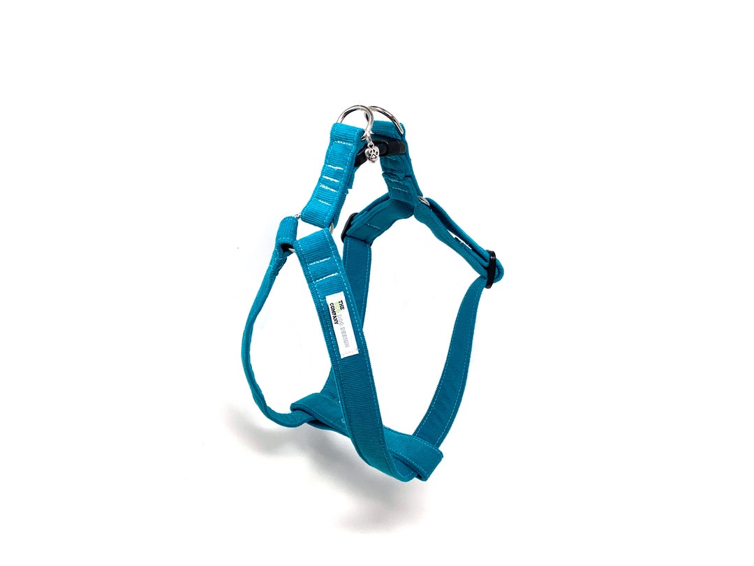 Corduroy Blue Teal Adjustable Dog Harness - Etsy