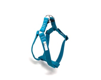 Corduroy Blue Teal Adjustable Dog Harness