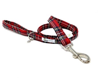 Red Tartan Royal Stewart Padded Handle Dog Lead