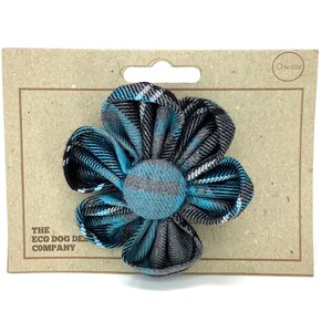 Turquoise tartanbloem voor halsband