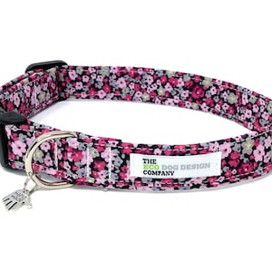 Red Ditsy Flower Adjustable Dog Collar Summer Floral Dog Collar