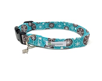 Weihnachten Blau Schneeflocke Verstellbares Hundehalsband