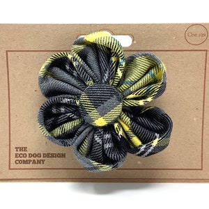 Yellow Tartan Flower attachment for Dog Collar