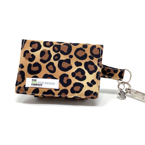 Leopard Print Dog Treat Pouch, Waste Bag Carrier. Animal Print Dog Walking Accessory