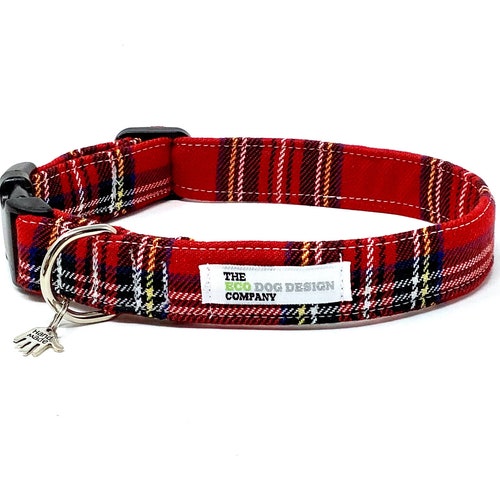 Red Tartan Check Dog Collar Adjustable Dog Collar Matching Etsy UK
