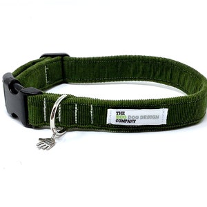 Olive Green Corduroy Adjustable Dog Collar