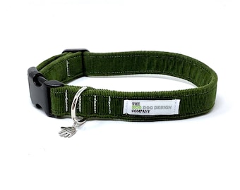 Olive Green Corduroy Adjustable Dog Collar