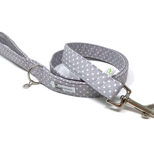 Grey Polka Dot Padded Handle Dog Lead