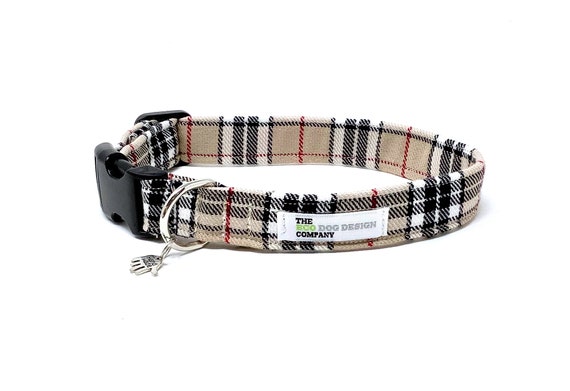 Classic Beige Tartan Adjustable Dog Collar Etsy UK