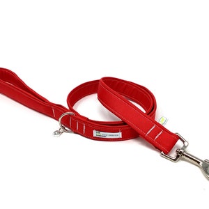 Cherry Red Water Repellent Lead with a Padded Handle, Dog Lead