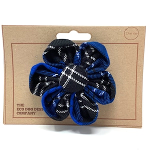Royal Blue Tartan Flower attachment for Dog Collar