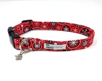 Weihnachten Rote Schneeflocke Verstellbares Hundehalsband