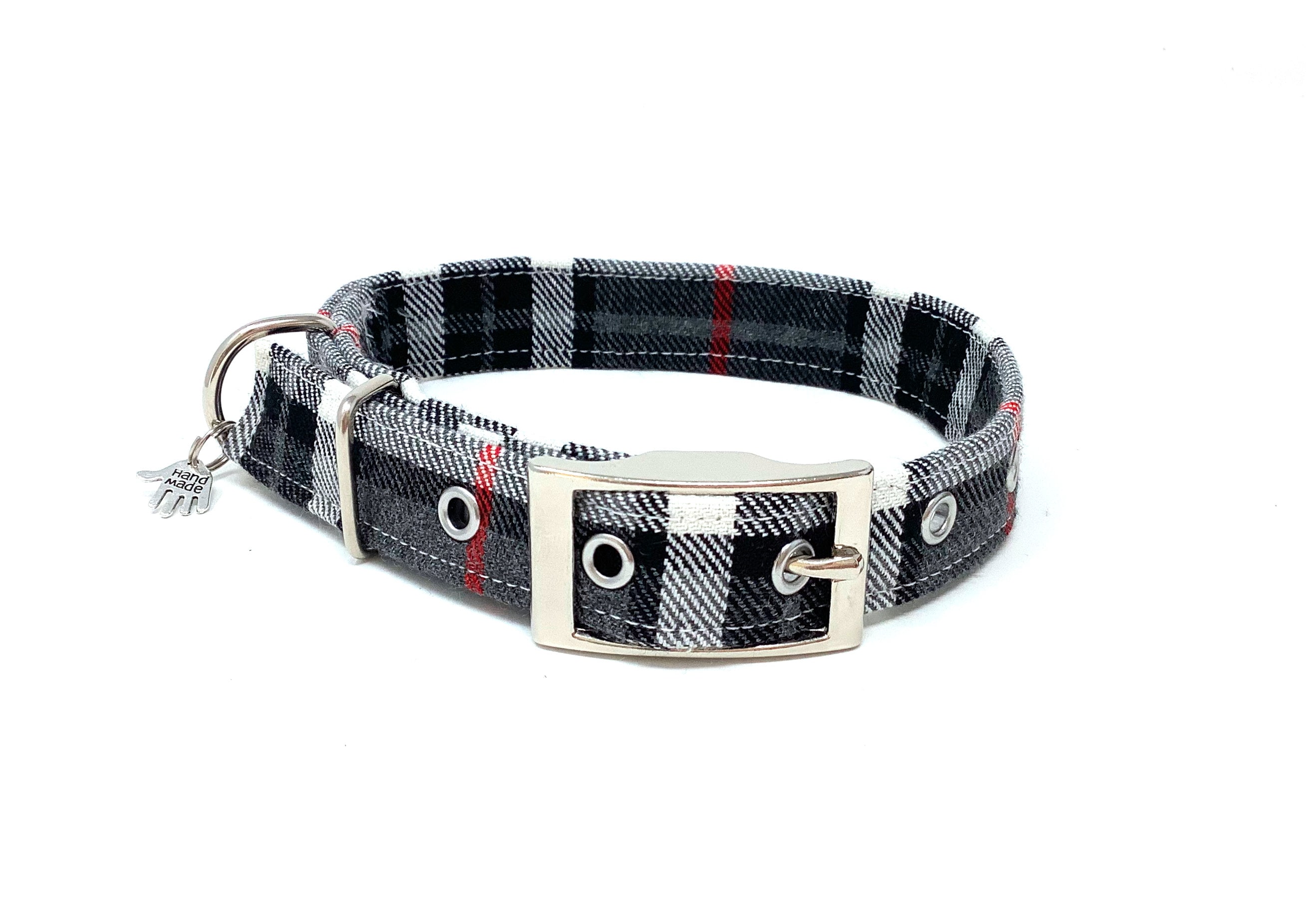Black and Grey Tartan Traditional Eyelet Dog Collar Etsy UK