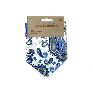 Blue Paisley Dog Bandana, Dog Accessories, Slip on Collar Bandana