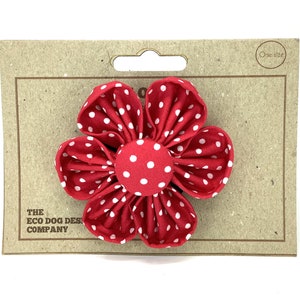 Red Polka Dot Flower attachment for Dog Collar