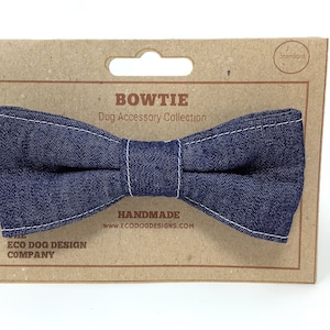Dog Bow Tie, Denim Blue Dickie Bow, Dog Accessory, Dog lover present