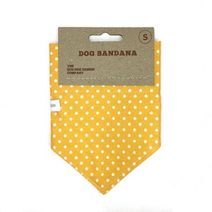 Yellow Polka Dot slip on collar Dog bandana, 4 sizes available