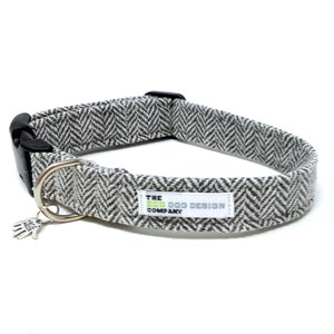 Light Grey Tweed Adjustable Dog Collar
