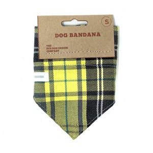 Yellow Tartan Dog Bandana, Dog Accessories, Slip on Collar Bandana