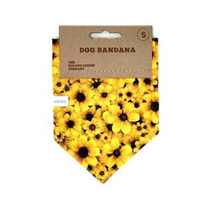 Yellow Sunflower Dog Bandana, Dog Accessories, Slip on Collar Bandana