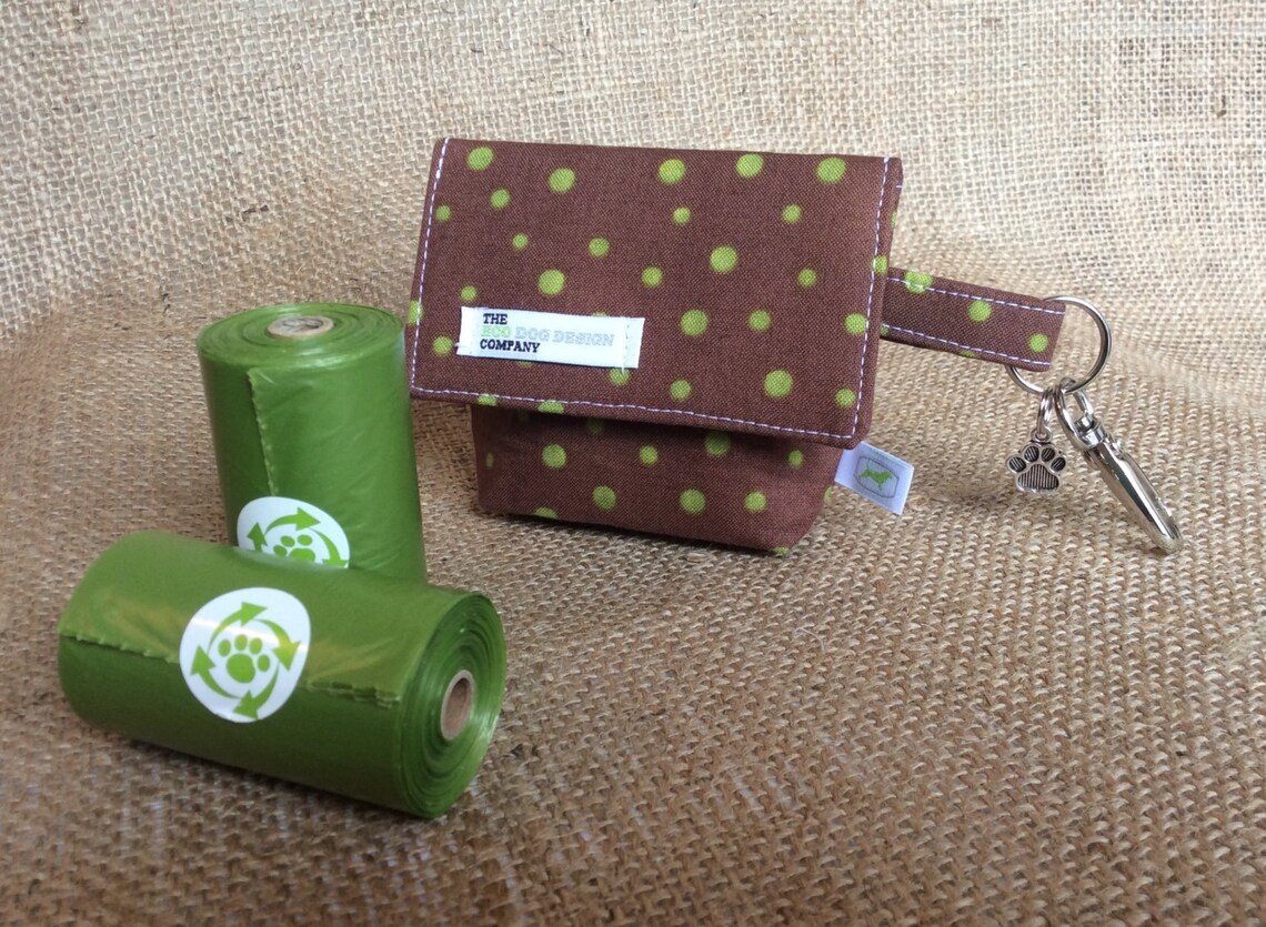Dog Pouch Brown and Lime Green Spotty Dog Treat Pouch/ Waste Etsy