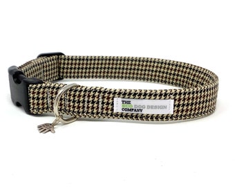 Collier pour chien classique marron country en pied-de-poule