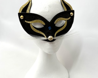 Vintage Black and Gold Cat Mask