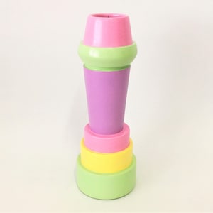 vintage hand painted wooden candleholder