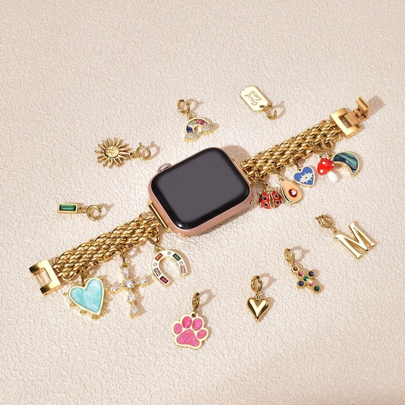 Personalized Gold Charm Watch Band for Apple Watch Women  display picture 3