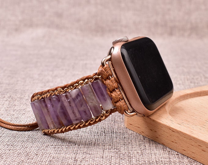 Handmade Amethyst for Apple Watch Band, Healing Stone Strap
