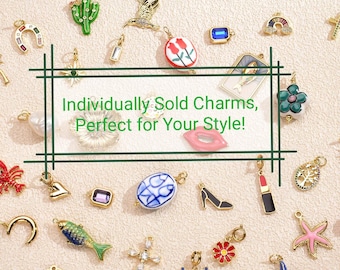 Guldfärgade Clip-On Charms: DIY Halsband Armband Smyckestillbehör