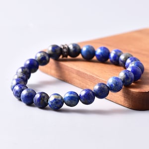 8mm Natural Genuine Lapis lazuli Beads Bracelet Men & women bracelet Jewelry Gift