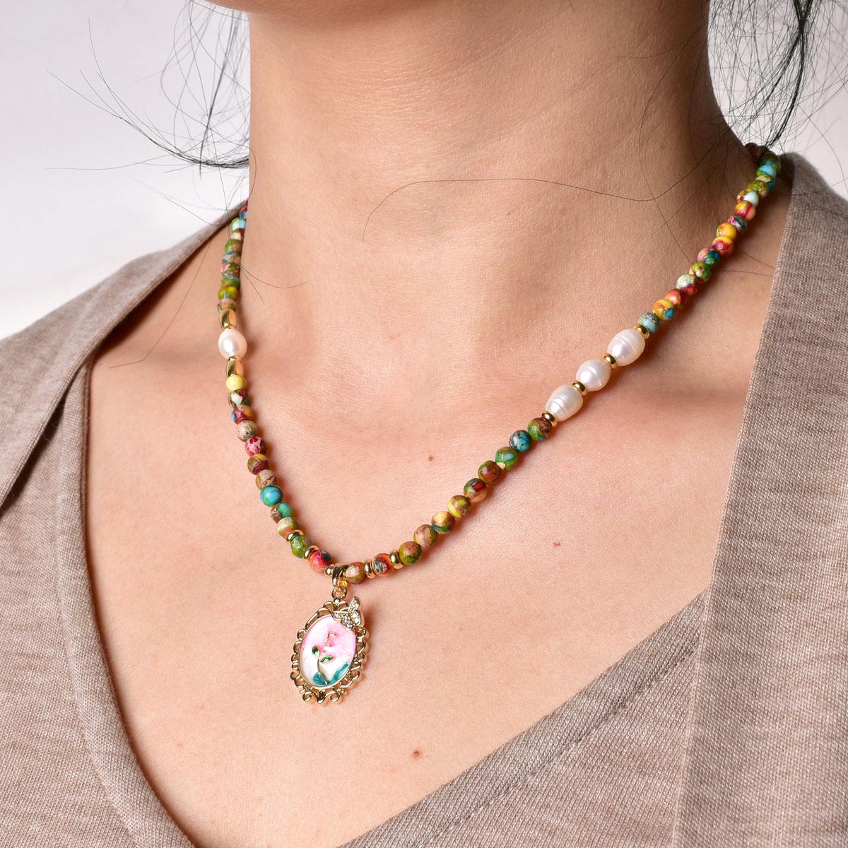 Custom Charm Jasper Necklace - Handmade Beaded Jewelry for Her, Boho Chic Gemstone Accessory