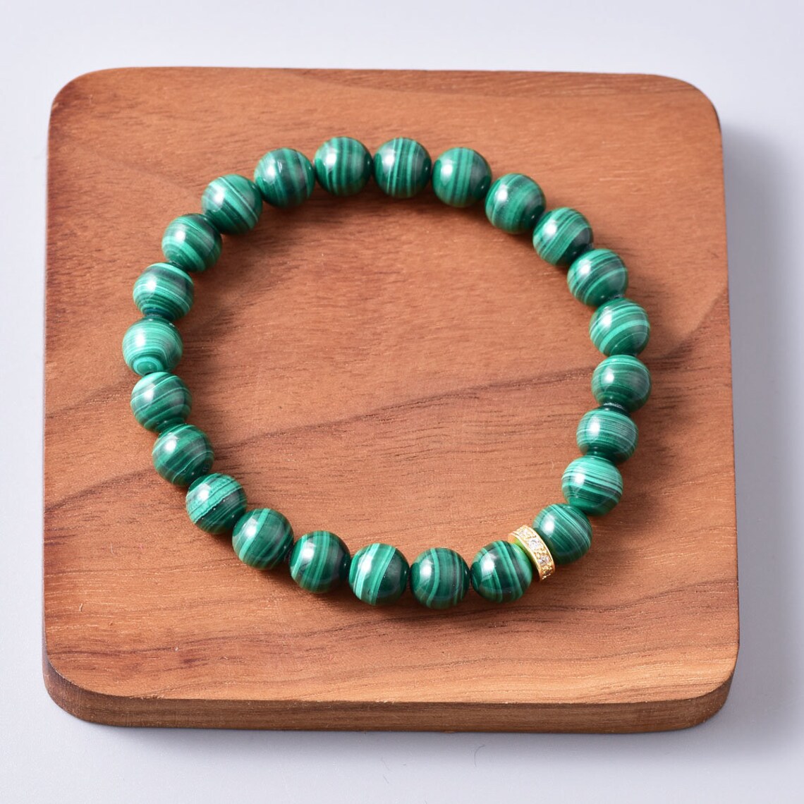 8mm Natural Genuine Malachite Bracelet Etsy