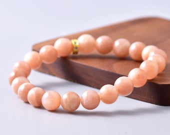 Natural Sunstone Bead Bracelet: Healing Energy Gemstone