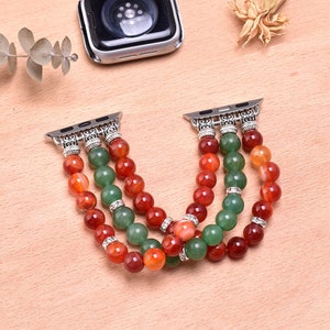 Carnelian with Green Aventurine Apple Watch Band