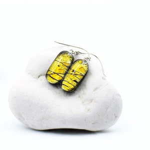 Fused glass drop earrings, sterling silver, gift for her under 30 image 4