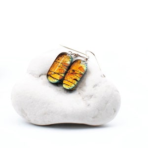 Fused glass drop earrings, sterling silver, gift for her under 30 image 2