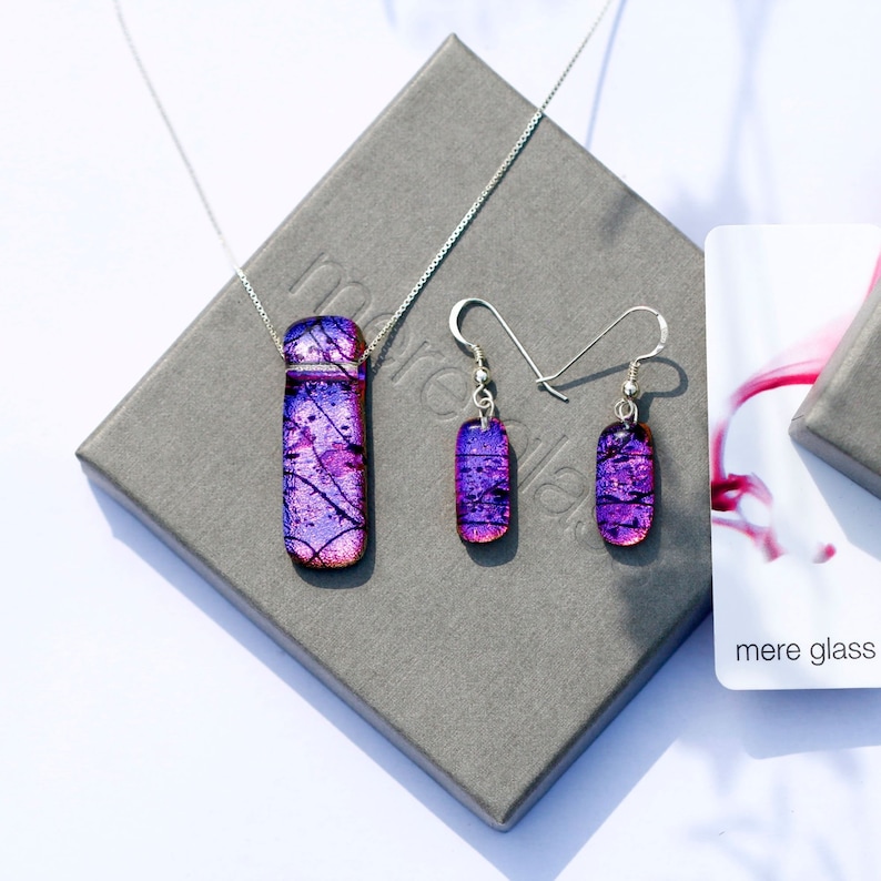 Fused glass earrings on sterling silver Etsy