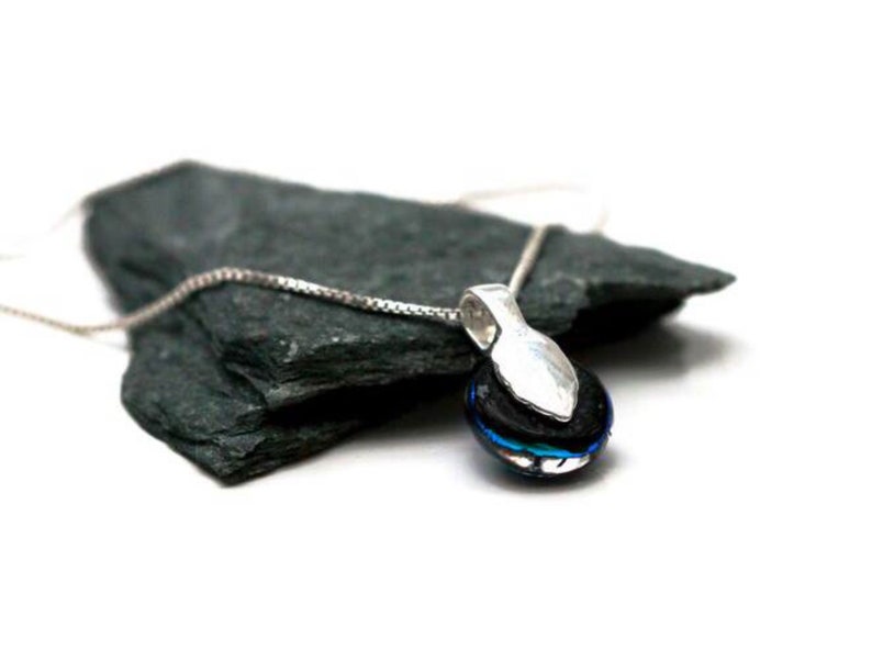 matching ring Fused glass pendant and earrings sterling silver gift for her