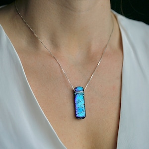 Colour Shifting Blue Green Pendant - not Murano glass