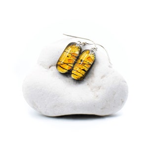 Fused glass drop earrings, sterling silver, gift for her under 30 image 3