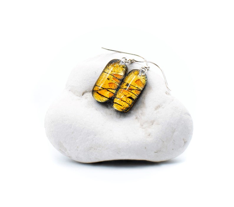 Fused glass drop earrings, sterling silver, gift for her under 30 image 3