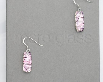 Pink fused glass drop earrings, handmade Christmas gift for her under 30