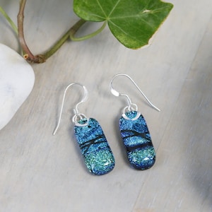 Two-tone drop earrings in Ocean Wave Blue and Green